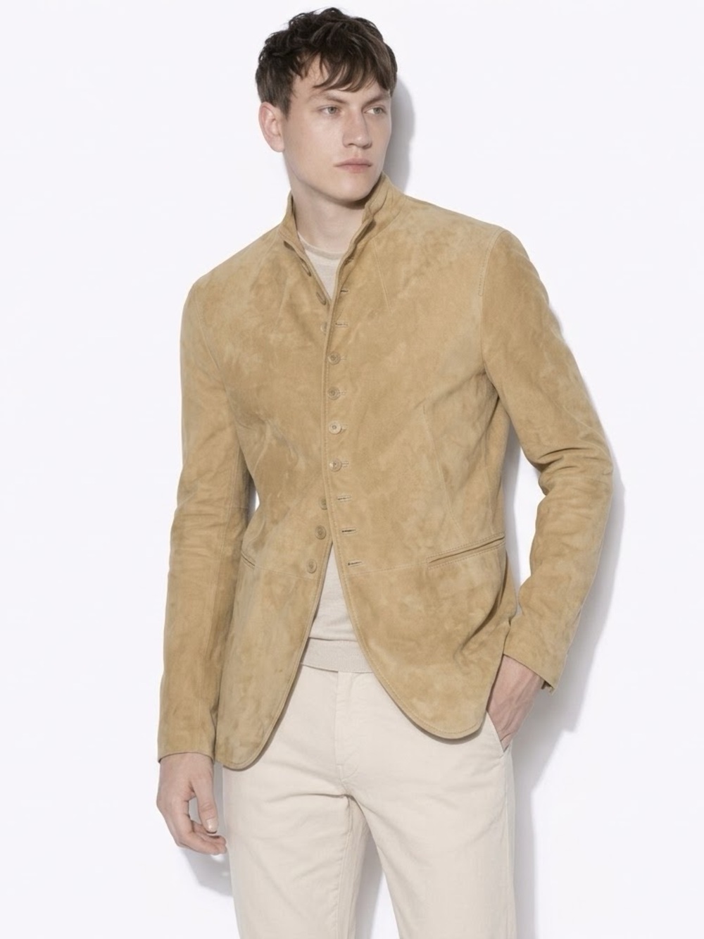 John Varvatos Collection Woodward Multibutton Suede Jacket EU 52 USA 42